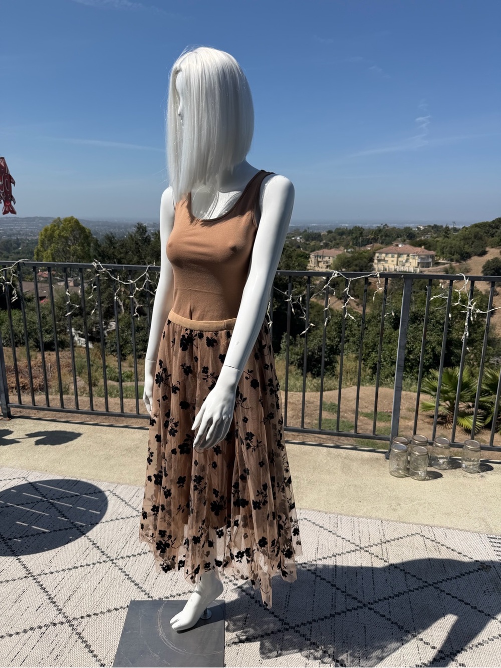 Chicwish Tan and Black Floral Maxi Skirt (skirt only)